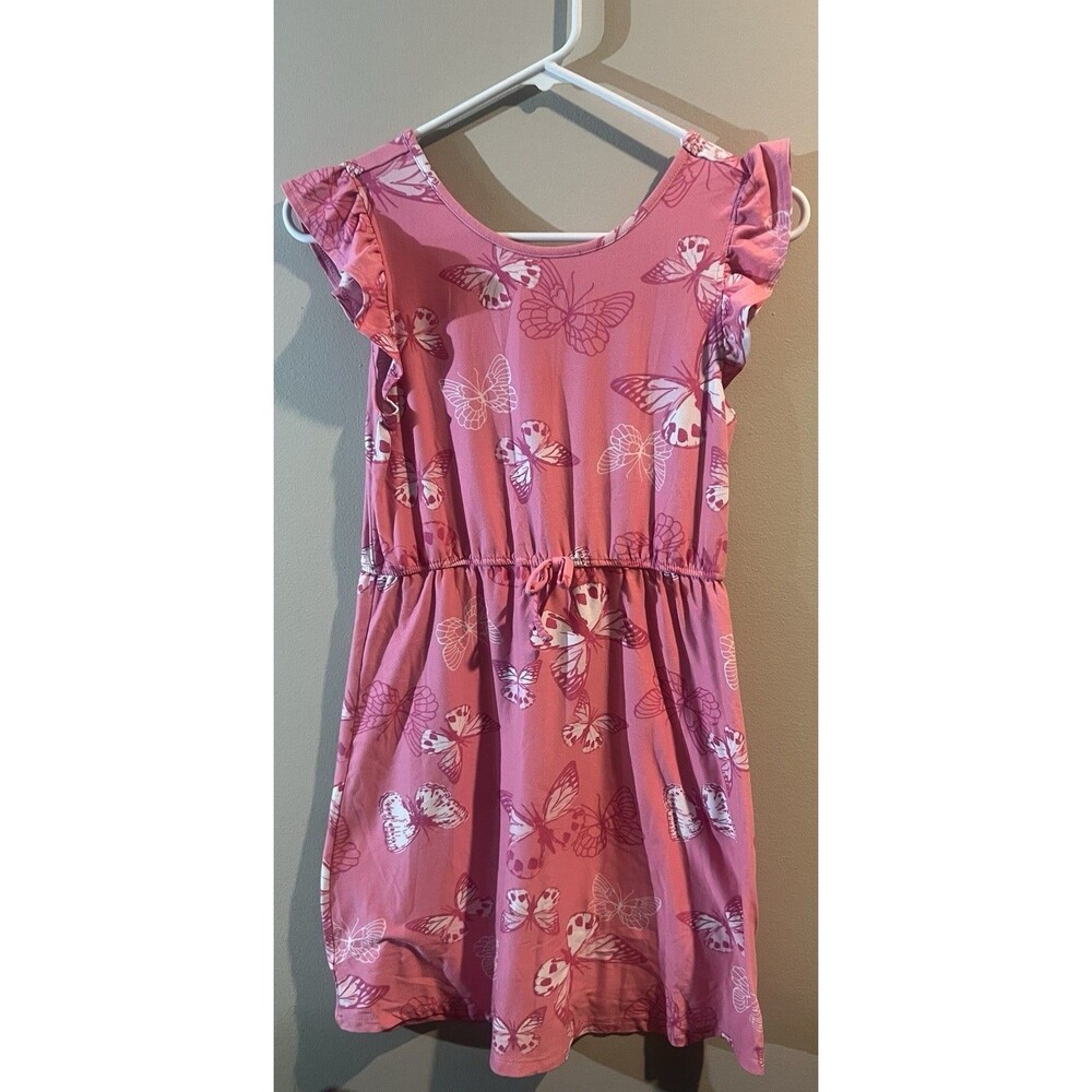Epic Threads Girls Size Medium Dress Pink Butterfly Short Flutter Sleeves
